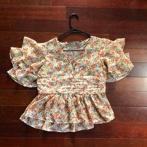 Zara Basic Semi Sheer Floral Top